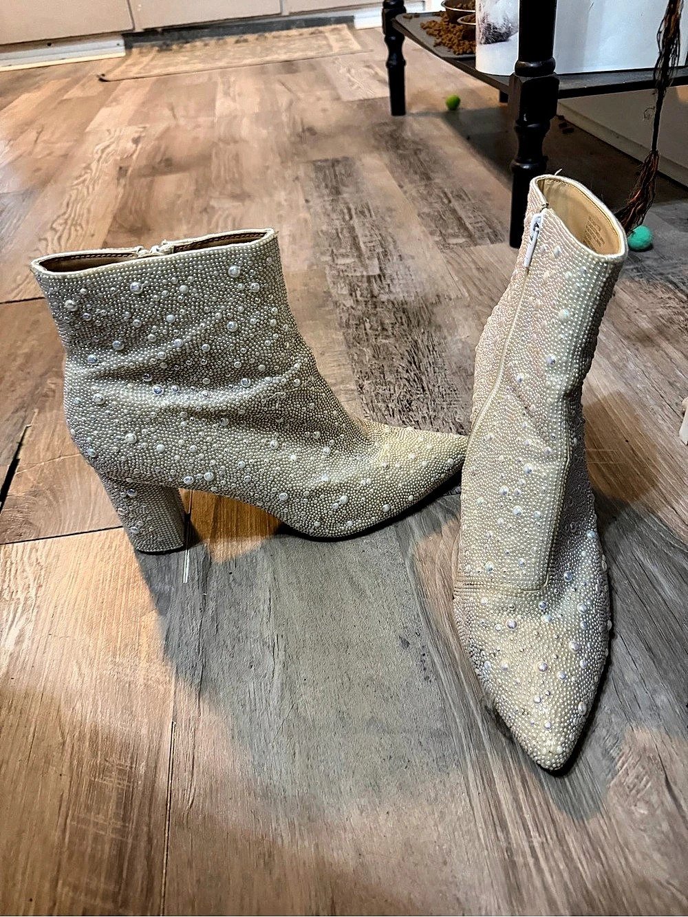 Betsey Johnson Emory Pearl Rhinestone Western Bootie Silver